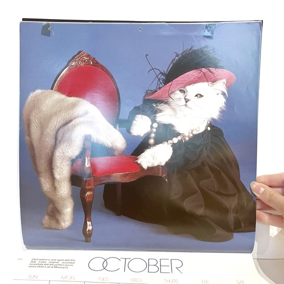 Vintage 1989 Calendar Pictures of Cats Dressed Up in Clothes Kitty Cute Kitten - Picture 11 of 16